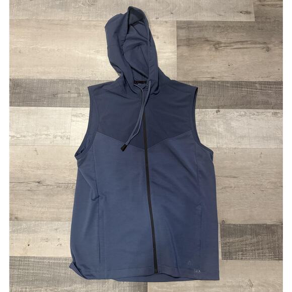 VRST Vest Mens Small Indigo Navy Hooded Full Zip Golf Quick Dry Stretch New - Picture 2 of 9